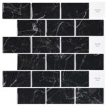 vidaXL Subway dlažba 50 pcs Čierny mramor 30 x 30 cm Polyuretán a PET