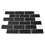 vidaXL Subway dlažba 50 pcs Čierny mramor 30 x 30 cm Polyuretán a PET – Obrázok 3