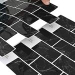 vidaXL Subway dlažba 50 pcs Čierny mramor 30 x 30 cm Polyuretán a PET – Obrázok 7