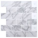 vidaXL Subway dlažba 10 pcs Biely mramor 30 x 30 cm Polyuretán a PET