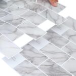 vidaXL Subway dlažba 20 pcs Biely mramor 30 x 30 cm Polyuretán a PET – Obrázok 7