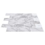 vidaXL Subway dlažba 50 pcs Biely mramor 30 x 30 cm Polyuretán a PET – Obrázok 3