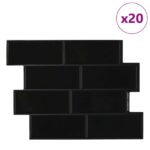 vidaXL Subway dlažba 20 pcs Čierna 29 x 21 cm Polyuretán a PET – Obrázok 2