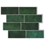 vidaXL Subway dlažba 10 pcs Tmavozelená 29 x 21 cm Polyuretán a PET
