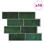 vidaXL Subway dlažba 10 pcs Tmavozelená 29 x 21 cm Polyuretán a PET – Obrázok 2