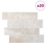 vidaXL Subway dlažba 20 pcs Béžový mramor 29 x 21 cm Polyuretán a PET – Obrázok 2