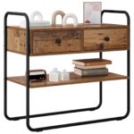 vidaXL Konzolový stôl Staré drevo 80 x 40 x 75 cm Kompozitné drevo – Obrázok 3