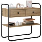vidaXL Konzolový stôl Dub artisan 80 x 40 x 75 cm Kompozitné drevo – Obrázok 3