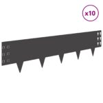 vidaXL Obrubník trávnika 10 pcs 100 x 25 cm Oceľ Čierna – Obrázok 3