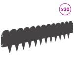 vidaXL Obrubník trávnika 30 pcs 103 x 25 cm Oceľ Čierna – Obrázok 3