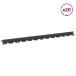 vidaXL Obrubník trávnika 20 pcs 102 x 4 x 4 cm Oceľ Čierna – Obrázok 3