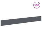vidaXL Obrubník trávnika 50 pcs 100 x 12 cm Oceľ Antracitová – Obrázok 3