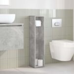 vidaXL Kúpeľňová skrinka s držiakom na rolky, betónovo sivá 20,5x20x90 cm – Obrázok 3