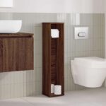 vidaXL Kúpeľňová skrinka s držiakom na rolky, hnedý dub 20,5x20x90 cm – Obrázok 3