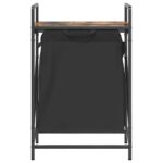 vidaXL Kôš na bielizeň s 1 priehradkou a policou, dymový dub – Obrázok 6