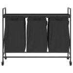 vidaXL Kôš na bielizeň s 3 priehradkami a kolieskami, čierny dub – Obrázok 6