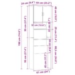 vidaXL Skrinka na práčku, čierny dub, 64x24x190 cm, umelé drevo – Obrázok 12