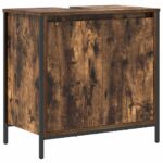 vidaXL Kúpeľňová skrinka pod umývadlo, dymový dub 60x34,5x60 cm – Obrázok 2