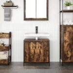 vidaXL Kúpeľňová skrinka pod umývadlo, dymový dub 60x34,5x60 cm – Obrázok 3