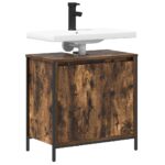 vidaXL Kúpeľňová skrinka pod umývadlo, dymový dub 60x34,5x60 cm – Obrázok 4