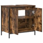 vidaXL Kúpeľňová skrinka pod umývadlo, dymový dub 60x34,5x60 cm – Obrázok 5