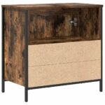 vidaXL Kúpeľňová skrinka pod umývadlo, dymový dub 60x34,5x60 cm – Obrázok 8