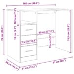 vidaXL Písací stôl so zásuvkami, čierny dub 102x50x76 cm, umelé drevo – Obrázok 12