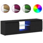 vidaXL TV skrinka s LED svetlami, čierny dub 120x30x36 cm, umelé drevo – Obrázok 2