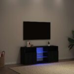 vidaXL TV skrinka s LED svetlami, čierny dub 120x30x50 cm, umelé drevo