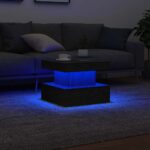 vidaXL Konferenčný stolík s LED svetlami, čierny dub 50x50x40 cm – Obrázok 5