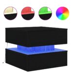 vidaXL Konferenčný stolík s LED svetlami, čierny dub 50x50x40 cm – Obrázok 2