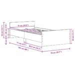 vidaXL Rám postele bez matraca, staré drevo, 75x190 cm, technické drevo – Obrázok 10