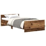 vidaXL Rám postele bez matraca, staré drevo, 75x190 cm, technické drevo – Obrázok 2