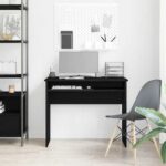 vidaXL Písací stôl čierny dub 90x50x74 cm, imitácia dreva – Obrázok 3