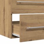 vidaXL Kúpeľňová skrinka pod umývadlo, dubový drevený remeselník, 100x38,5x48 cm, imitácia dreva – Obrázok 10