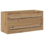 vidaXL Kúpeľňová skrinka pod umývadlo, dubový drevený remeselník, 100x38,5x48 cm, imitácia dreva – Obrázok 2