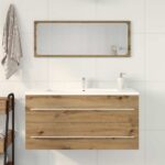 vidaXL Kúpeľňová skrinka pod umývadlo, dubový drevený remeselník, 100x38,5x48 cm, imitácia dreva – Obrázok 3