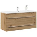 vidaXL Kúpeľňová skrinka pod umývadlo, dubový drevený remeselník, 100x38,5x48 cm, imitácia dreva – Obrázok 4