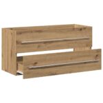 vidaXL Kúpeľňová skrinka pod umývadlo, dubový drevený remeselník, 100x38,5x48 cm, imitácia dreva – Obrázok 5