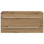 vidaXL Kúpeľňová skrinka pod umývadlo, dubový drevený remeselník, 100x38,5x48 cm, imitácia dreva – Obrázok 6