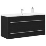 vidaXL Kúpeľňová skrinka pod umývadlo, čierny dub 100x38,5x48 cm, umelé drevo – Obrázok 4