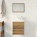 vidaXL Kúpeľňová skrinka pod umývadlo, dubový drevený remeselník, 41x38,5x45 cm, imitácia dreva – Obrázok 3