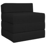 vidaXL Skladacia pohovka na spaní Čierna 200 x 70 x 15 cm Látka – Obrázok 2