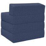vidaXL Skladacia pohovka na spaní Modrá 200 x 70 x 15 cm Látka – Obrázok 5