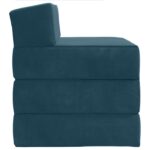 vidaXL Skladacia pohovka na spaní Modrá 200 x 70 x 15 cm Zamat – Obrázok 4