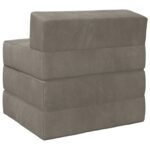 vidaXL Skladacia pohovka na spaní Svetlosivá 200 x 70 x 15 cm Zamat – Obrázok 5