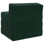 vidaXL Skladacia pohovka na spaní Tmavozelená 200 x 70 x 15 cm Zamat – Obrázok 5