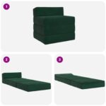 vidaXL Skladacia pohovka na spaní Tmavozelená 200 x 70 x 15 cm Zamat – Obrázok 8