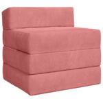 vidaXL Skladacia pohovka na spaní Ružová 200 x 70 x 15 cm Zamat – Obrázok 2