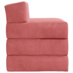 vidaXL Skladacia pohovka na spaní Ružová 200 x 70 x 15 cm Zamat – Obrázok 4